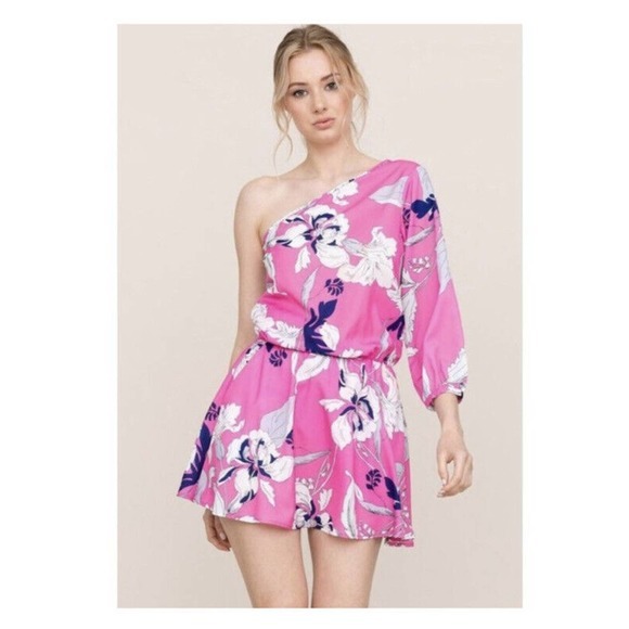 Yumi Kim Pink Floral‎ One Shoulder Mini Dress Women’s size Small NWT - Picture 3 of 10